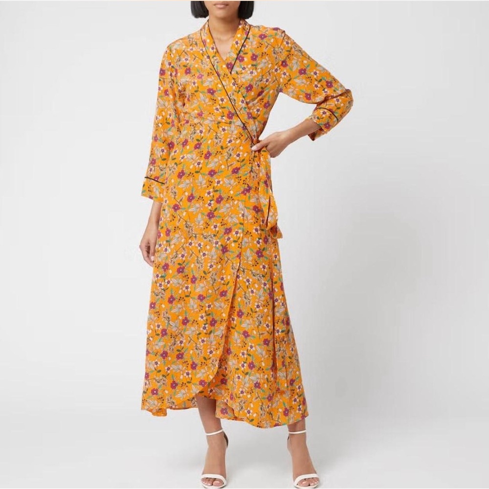 Hugo Boss Floral Long Sleeve Dress - Orange and Purple